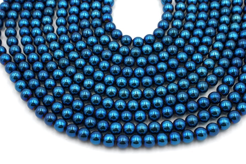 Blue Hematite Gemstone Beads, 6mm, Round